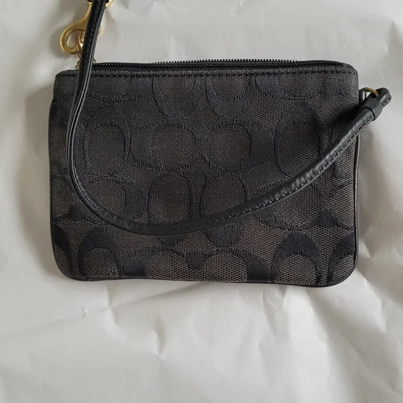 Coach Black and Gray Signature Wristlet - Picture 4 of 4